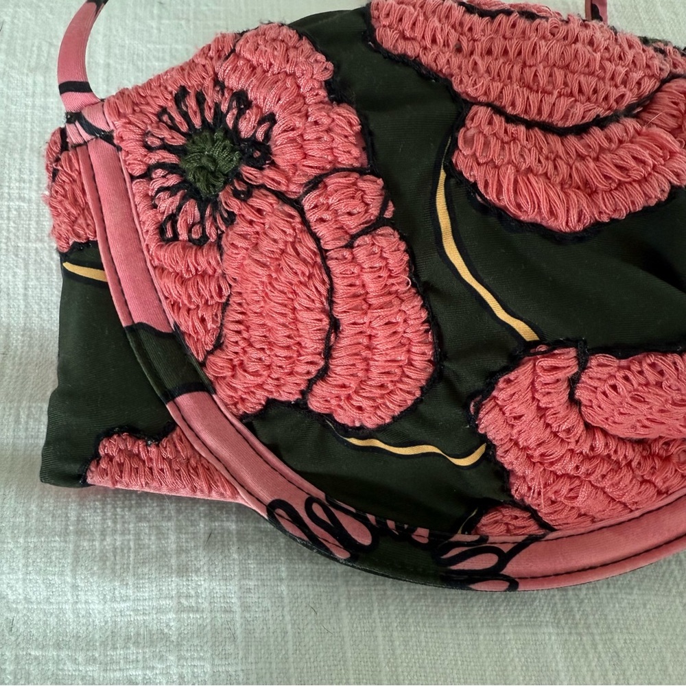 Agua by Agua Bendita Pink and Black Floral  Hand-Embroidered Bikini - Picture 5 of 5